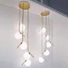 Moderne lange trapverlichting verlichting creatieve villa woonkamerlamp magische boon decoratie glazen bol eetkamer hanglamp213l