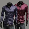 Men's Dress Shirts 2022 Luxury Silky Long Sleeve Fashion Loose Casual Silk Like Men Shirt Plus Size Wedding Party Stage Clothes