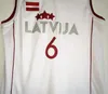 NCAA Latvija Kristaps #6 Porzingis Basketball Jersey Cheap Mens Kristaps 6 Porzingis camisas de baloncesto blanca vintage S-XXL