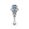 Omhxzj całe trzy kamienne pierścionki Europejska moda Kobieta Man Party Wedding Gift Luxury Białe Blue Cyrron 18KT Białe złote pierścień RR66547951