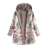 Vintage Womens Winter Warm Parkas Coat Retro Causal Outwear Floral Print Hooded Pockets Oversize Coats Outerwear Female1