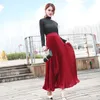 New women's high waist elastic waist metal color glossy fabric shinny pleated maxi long mermaid big expansion skirt plus size S M L