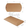 100 Stuksslot Kussenvorm Doos Bonbondoos Geschenkdoos voor Bruiloft Gunst Decor Bruin Kraft Gehelen 9 cm x 13 cm x 35 cm7550937