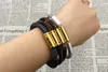 Оптово-стальной магнит пряжкой кожаный браслет для женщин Мужчины моды манжеты браслеты браслеты веревочные цветы ювелирные изделия оптом