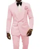 Handsome Double-Breasted Groomsmen Shawl Lapel Groom Tuxedos Men Suits Wedding/Prom/Dinner Man Blazer Jacket Pants Tie B89