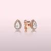 Luxe Designer Rose Gold Earring Dames Sieraden voor Sparkling Teardrop Halo Stud Oorbellen 925 Sterling Zilver met originele doos8152229 J16e