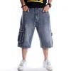 Heren jeans Losse Hip Hop Pockets Cargo Denim Shorts Plus Big Size Letters Borduurwerk Skateboard Streetwear