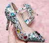 Hot Sale-customized Fashion Women Glitter Coloured Gemstone Pointed High Heels Sexy Stelitto Heels Diamond Shoes Luxury Bride Dedding Shoes