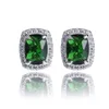 hiphop kleurrijke edelsteen oorbellen dames bling iced out diamant rood groen blauw edelsteen ruby ​​smaragdgroene oorbel