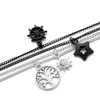 New Trendy Mens Fashion Silver Black Plated Star Strands Life Tree Charm Bracelet 4 PCS/Set