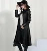 Very good quality Ladies Slim Long Leather Trench Coat 2017 new style women motorcycle leather coats long jacket women