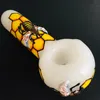 5 Inch Bee Hand Pipes Heady dry herb tobacco Pipe with 3D Coloured drawing crack weight 100g