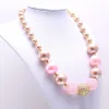 Pink+Gold Color Kid Chunky Necklace Newest Arrivel Fashion Bubblegume Bead Chunky Necklace Jewelry For Baby Kid Girl