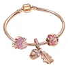 Mode Luxe Diamond Crystal DIY European Glass Beads Mooie Leaf Charm Designer Rose Gold Bangle Armband voor vrouw Meisjes