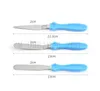 3 قطعة / المجموعة كعكة ملعقة كعكة كريم منحوت زهرة سكين الفولاذ المقاوم للصدأ مع البلاستيك مقبض كعكة الملمع أداة الخبز