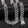 Neue Farbe 20mm Stecker Cuban Link Chains Halskette Mode HipHop Schmuck 3reihe Strasshälfte aus Halsketten für MEN8832132 vereisert