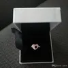 Nouvelle forme de coeur creux Bague en or rose 18 carats Coffret original pour Pandora Argent 925 CZ diamant puzzle anneau de mariage
