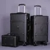 3LeTrend Retro P Leder Rollgepäck-Set Spinner Trolley mit hoher Kapazität Hochwertiger Luxus-Koffer Rollen Kabinenreisetasche Horizont