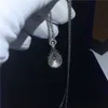 Ręcznie robione wisiorek z naszyjnikiem 925 Sterling Silver Pear Cut 5a Cyrkon CZ Zaręczyny Wąż ślub dla kobiet Prezent