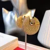 Luxo PRECLOUS Classic Designer Cobre Com Banhado A Ouro 18k Rodada Brincos De Cristal Completo Para Mulheres Jewelry3836016