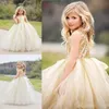Prenses payetli En Çiçek Kız Elbise Düğün Tül Kızlar Yarışması Abiye Hollow Geri mücevher İlk Communion Elbise Cheap İçin