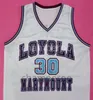 LMU Loyola Marymount Lions University 30 Bo Kimble 44 Hank Gathers Maglia da basket retrò bianca Cucita da uomo Numero personalizzato Nome maglie