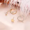4 orecchini di cristallo geometrici del cuore semplice/insieme per il regalo di Natale all'ingrosso dei monili dell'orecchino della Boemia di modo di colore dell'oro delle donne