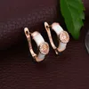 Fashion Jewelry White And Ceramic Stud 18 K fine SOLID gold GF Earring For Women Of Party New design Copper Accessories CZ