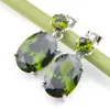 Wholesale 2 Pieces 1 Set Oval Peridot Gemstone LuckyShine Silver Unique Gorgeous Woman's Pendants Stud Charm Earrings Free Shippings