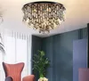 Neue Ankunft zeitgenössische kreative runde Kristall-Kronleuchter Deckenleuchten schwarze Kronleuchter Beleuchtung LED-Lampe für Wohnzimmer Arbeitszimmer MYY