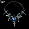 Dvacaman Trendy Big Statement Necklace Women Crystal Flower Pendant Necklace Party Maxi Choker Collar Jewelry Drop Aq95 J3431