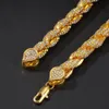 Mens 9mm Iced Out Rope Chain Crystal Rhinestone Gold Silver Rose Gold Chain Necklace 18inch-24 Inton Hiphop Jewelry1765