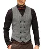 2019 Tweed Bruidegom Vest Zakelijke Slanke GroomsMens / Beste Man Formele Vest Pak Heer Goedkope Custom Made Size Wedding Prom Diner Gilet