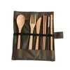 Naturliga bambu servis uppsättningar Travel Cutlery Kit Knife Fork Spoon Straw and Cleaning Brush Camping Office Lunch Cutlery Set With3076055