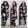 3 Cores Nova Africana Impressão Elástica Bazin Bazin Calças Rock Style Dashiki Manga Famosa Terno Para Senhora