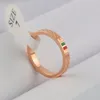 Europe America Fashion Style Lady Titanium steel Red Green Enamel Carving Plaid G Letter Engagement Narrow and Wide Rings 3 Color Size 5-10