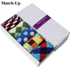 Match-up Kostenloser Versand gekämmte Baumwolle Marken-Männersocken, bunte Socken (5 Paare/Los), keine Geschenkbox MX190719
