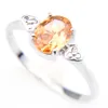 Luckyshine Valentine's Prezenty Owalne Szampania Morganite Kamienia Pierścienie Kobiety 925 Sterling Silver Plated Bridal Jewelry Pierścienie