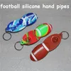 Silicone colorido mão tubulação chaveiro forma de futebol mini fumar handpipes tabaco cigarro canal portátil 10 cores