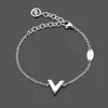 20cm Long 316L titanium steel brand V letter Bracelets bangle for woman bracelet Bangles Women Couple love Jewelry gift250g