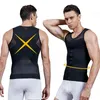 Mężczyźni Kompresja Koszula Kompresja Kamizelka Ginekomastia Kamizelka Odchudzanie Koszula Body Shaper Tank Top Górny Frontowy Zipper Gorset Dla Man Shapewear