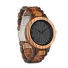 Whole- BOBO BIRD D30 Round Vintage Zebra Wood Case Men Watch With Ebony Bamboo Wood Face With Zebra Bamboo Wood Strap Japanese155I