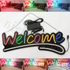 Super Bright Welcome Sign LED Neon Light Strip Auto Flashing Multi Color Hanging Bussiness Shop Bar Club Front Window Display 12V Power Supply