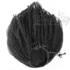 Бразильский натуральный цвет 4C Afro abky Chinky Кудрявый хвост 120 г-х жевательная кутикула, выровненная Virgin Eureastic Band Drawstring Hair Extensions