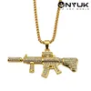 New Colt M4 Carbine Machine Gun Rapper Gold Gold Iced Out Mens Hiphop Chain Chain Pistol Pinging for Rock Rapper4627472