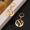 Gold Color Alphabet Earring Monogram Trendy Simple Round Jewelry Initial Letters N Pendant Earring From A-Z (N)