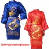 Hela kinesisk traditionell stil m L XL XXL-storlek Silk Satin Male Bathrobe Men's Dragon Embroidery Pyjama Home Night Cloth252o