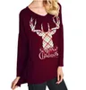 T-shirts met lange mouwen T-shirts Xmas Shirts Dames Kerstbrief Tops Plus Size V-hals Casual Pullover Herten Elk T-shirt Tees Blouses Blusas CzyQ6472