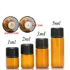 1ml 2ml 3ml 5 ml Amber Glass Bottle Mini Essential Oljeburkar Kosmetisk Prov Förpackning Parfym Storage Container Injektionsflaskor