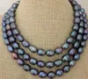 Jewelryr collier de perles bijoux nobles eau douce magnifique 1113mm baroque paon vert collier de perles 48 pouces 287e9292916